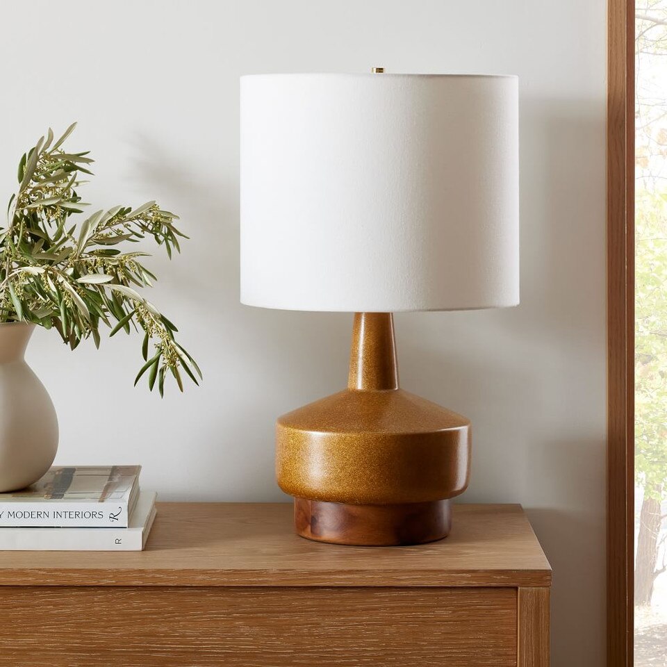 Wood & Ceramic Table Lamp - Modern Rustic Lighting | West Elm UK